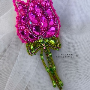 Tulipán bross -Pink - ékszer - kitűző és bross - Meska.hu