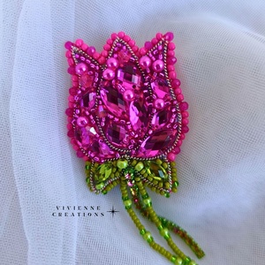 Tulipán bross -Pink - ékszer - kitűző és bross - Meska.hu