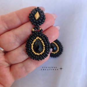 Black drop fülbevaló - ékszer - fülbevaló - lógó csepp fülbevaló - Meska.hu