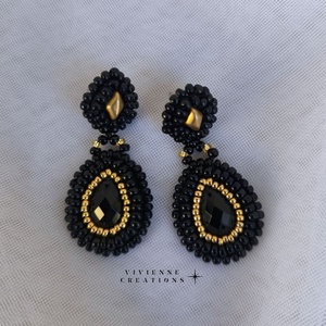 Black drop fülbevaló - ékszer - fülbevaló - lógó csepp fülbevaló - Meska.hu