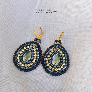 Elegant grey, Ékszer, Fülbevaló, Lógó csepp fülbevaló, Gyöngyfűzés, gyöngyhímzés, MESKA