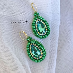 Sparkle Arielle fülbevaló, Ékszer, Fülbevaló, Lógó csepp fülbevaló, Gyöngyfűzés, gyöngyhímzés, MESKA