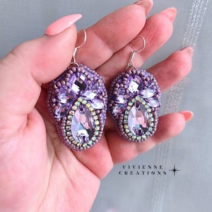 Lavender fülbevaló - ékszer - fülbevaló - lógó csepp fülbevaló - Meska.hu