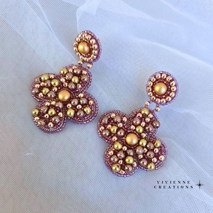 Annalise rosegold virágos fülbevaló - ékszer - fülbevaló - lógó fülbevaló - Meska.hu