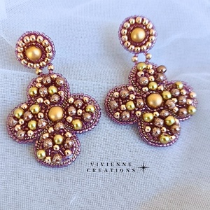 Annalise rosegold virágos fülbevaló - ékszer - fülbevaló - lógó fülbevaló - Meska.hu