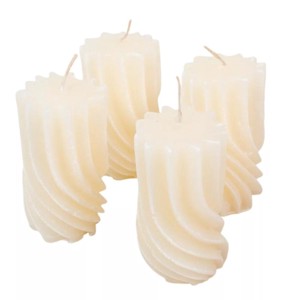 Kontúrozott hullámos henger gyertya 55x95 mm - ivory, Kellékek & szerszámok, Dekorációs kellékek, Dekorációs gyertya, , MESKA