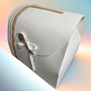 Vintage nászajándékgyűjtő doboz/persely csipkével, jutával és fa rátéttel, Esküvő, Emlék & Ajándék, Nászajándék, Esküvői pénzátadó doboz, , MESKA