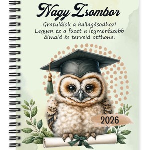 Személyre szabható - 2026 Ballagás - Bölcs Bagoly mintás füzet - otthon & életmód - papír, írószer - jegyzetfüzet & napló - Meska.hu