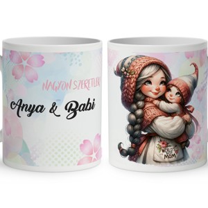 Névvel kérhető - Cuki Anya manó és Lánykája mintás bögre, Otthon & Életmód, Konyhafelszerelés, tálalás, Tálalás, Bögre & Csésze, , MESKA