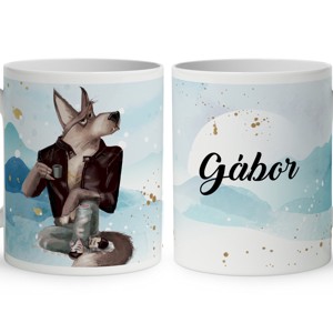 Névvel kérhető - Rock'n' kávés farkas mintás bögre, Otthon & Életmód, Konyhafelszerelés, tálalás, Tálalás, Bögre & Csésze, , MESKA