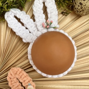 Tojástartó Húsvétra - Nyuszifüles makramésan - otthon & életmód - dekoráció - asztal és polc dekoráció - asztaldísz - Meska.hu