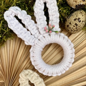 Tojástartó Húsvétra - Nyuszifüles makramésan - otthon & életmód - dekoráció - asztal és polc dekoráció - asztaldísz - Meska.hu