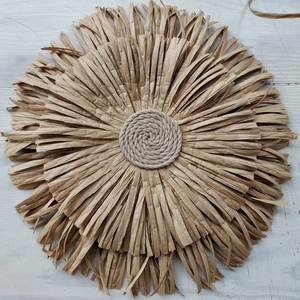 Natur raffia virág dekoráció - Meska.hu