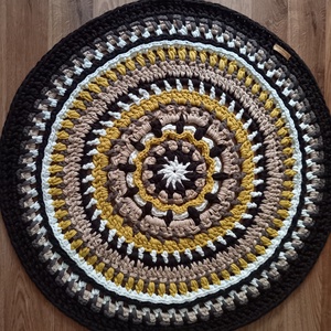 Okker mandala szőnyeg, Otthon & Életmód, Lakástextil, Szőnyeg, Horgolt szőnyeg, Horgolás, MESKA