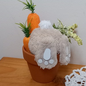 Mini nyuszipopós cserép ablakdisz asztaldísz - otthon & életmód - dekoráció - húsvéti asztaldíszek - Meska.hu
