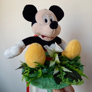 Ovis, óvodai ballagási örökcsokor Mickey egér plüssel - otthon & életmód - dekoráció - virágdekoráció - virágdekoráció - Meska.hu