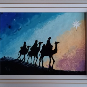 Háromkirályok - tűzzománc kép, Művészet, Festmény, Tűzzománc, Tűzzománc, MESKA