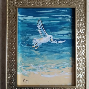 Sirály - tűzzománc kép, Művészet, Festmény, Tűzzománc, Tűzzománc, MESKA