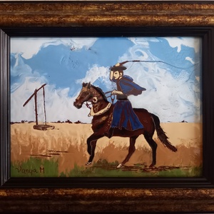 Csikós a Hortobágyon - tűzzománc kép, Művészet, Festmény, Tűzzománc, Tűzzománc, MESKA