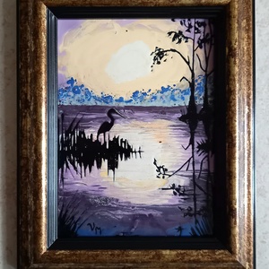 Naplemente - tűzzománc kép, Művészet, Festmény, Tűzzománc, Tűzzománc, MESKA