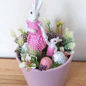 Tavaszi húsvéti nyuszis asztaldísz - Meska.hu