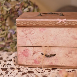 Romantikus, vintage fiókos ékszeres doboz , , Decoupage, transzfer és szalvétatechnika, MESKA