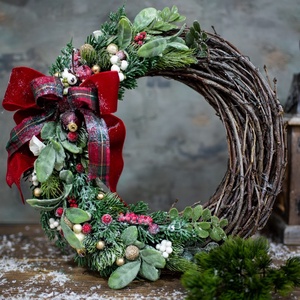 Adventi kopogtató , koszorú, Karácsony, Adventi díszek, Adventi koszorú, Virágkötés, MESKA