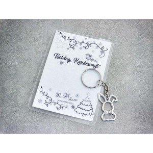 Boldog Karácsonyt stílusos nyuszi medálos kulcstartó, Táska & Tok, Kulcstartó & Táskadísz, Kulcstartó, , MESKA