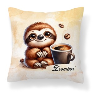 Névvel kérhető - Kávés lajhár - csak feketén mintás párna, Otthon & Életmód, Lakástextil, Párna & Párnahuzat, Díszpárna (belsővel együtt), , MESKA
