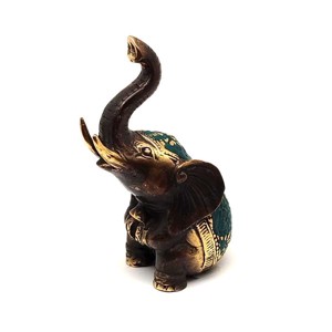 Réz figura Elefánt ülő arany kék 8x5cm, Otthon & Életmód, Dekoráció, Spiritualitás, , MESKA