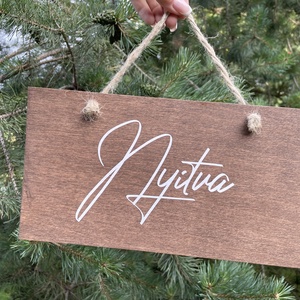 Nyitva - Zárva fa tábla - Meska.hu