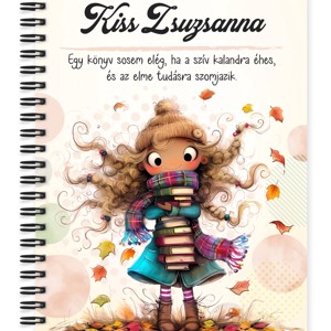 Személyre szabható - Cuki őszi Könyvmoly lány mintás A6-os füzet, Otthon & Életmód, Papír, írószer, Jegyzetfüzet & Napló, , MESKA