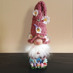 Világító tavaszi manó � kézműves dekoráció, 26 cm, Otthon & Életmód, Dekoráció, Manók, Horgolás, Mindenmás, MESKA