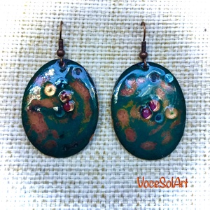 Androméda tűzzománc Fülbevaló - ékszer - fülbevaló - lógós kerek fülbevaló - Meska.hu