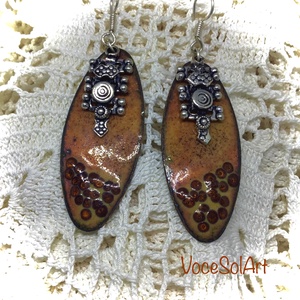 Inkák kincse tűzzománc Fülbevaló - ékszer - fülbevaló - lógó csepp fülbevaló - Meska.hu