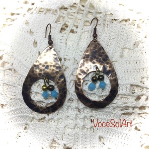 Türkizcseppek réz Fülbevaló - ékszer - fülbevaló - lógó csepp fülbevaló - Meska.hu