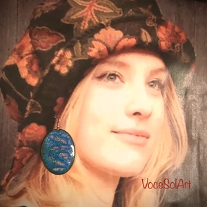 Türkizhajnal Tűzzománc Fülbevaló, Ékszer, Fülbevaló, Lógós kerek fülbevaló, Tűzzománc, Ötvös, MESKA