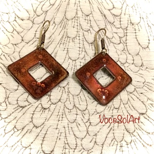 Azték fantázia tűzzománc Fülbevaló - ékszer - fülbevaló - lógó fülbevaló - Meska.hu