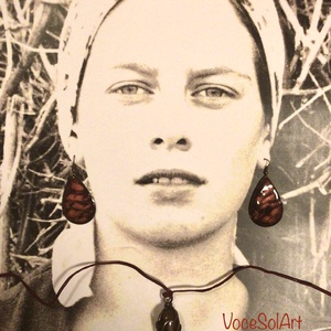 Márványhajnal pillanat tűzzománc Fülbevaló-nyaklánccal - Meska.hu