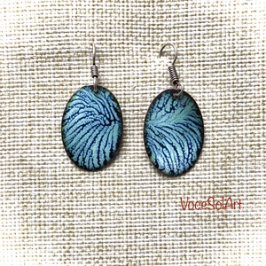 Téli hajnal   tűzzománc Fülbevaló - ékszer - fülbevaló - lógós kerek fülbevaló - Meska.hu