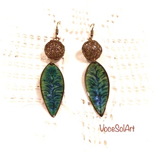  Vízvarázslat tűzzománc Fülbevaló - ékszer - fülbevaló - lógó csepp fülbevaló - Meska.hu