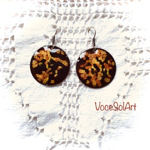 Retrofények Tűzzománc Fülbevaló, Ékszer, Fülbevaló, Lógós kerek fülbevaló, Tűzzománc, Ötvös, MESKA