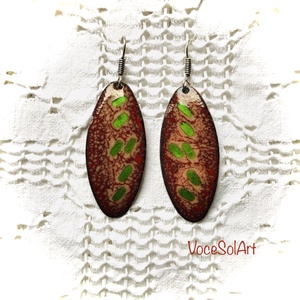 Hulljatok levelek - Ovális Tűzzománc Fülbevaló - ékszer - fülbevaló - lógó csepp fülbevaló - Meska.hu