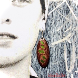 Hulljatok levelek - Ovális Tűzzománc Fülbevaló - ékszer - fülbevaló - lógó csepp fülbevaló - Meska.hu