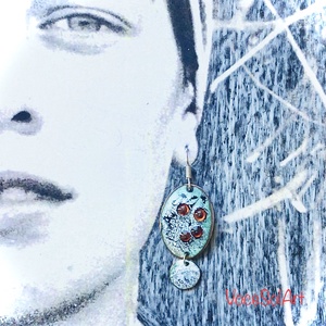 Gyöngytánc - Ovális türkiz Tűzzománc fülbevaló, Ékszer, Fülbevaló, Lógó csepp fülbevaló, Tűzzománc, Ötvös, MESKA