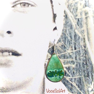 Fűkorall - Türkizzöld csepp tűzzománc Fülbevaló - ékszer - fülbevaló - lógó csepp fülbevaló - Meska.hu