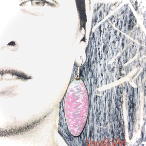 Rózsaszín felhő -  ovális Tűzzománc Fülbevaló - ékszer - fülbevaló - lógó csepp fülbevaló - Meska.hu