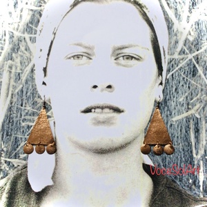 Piramis körök -Vörösréz Fülbevaló, Ékszer, Fülbevaló, Lógó fülbevaló, Ékszerkészítés, Ötvös, MESKA