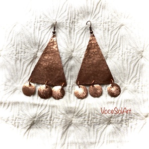 Piramis körök -Vörösréz Fülbevaló - ékszer - fülbevaló - lógó fülbevaló - Meska.hu