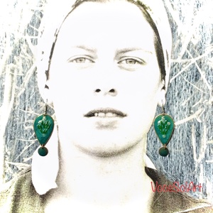 Gyöngyvirág  - Türkizzöld tűzzománc Fülbevaló - ékszer - fülbevaló - lógó csepp fülbevaló - Meska.hu